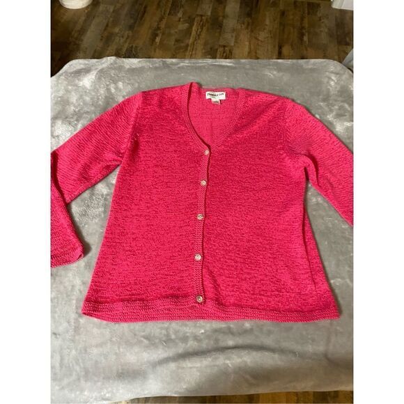 Pendleton Pink Open Knit Button Down Sweater Cardigan Women's M - Picture 1 of 6